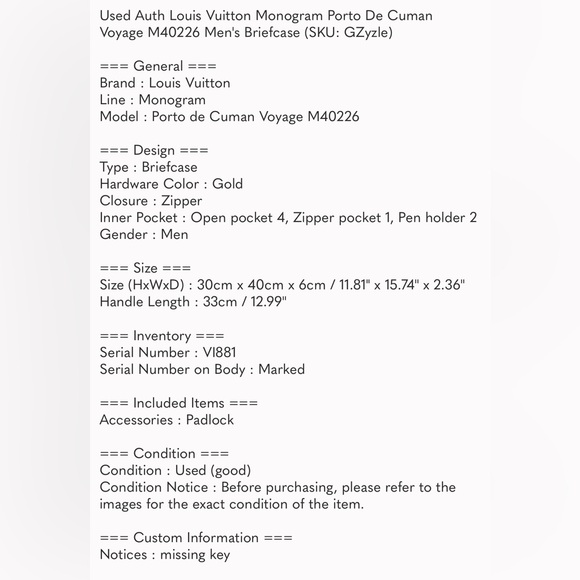 Louis Vuitton Monogram Porto De Cuman Voyage Briefcase - Picture 16 of 16